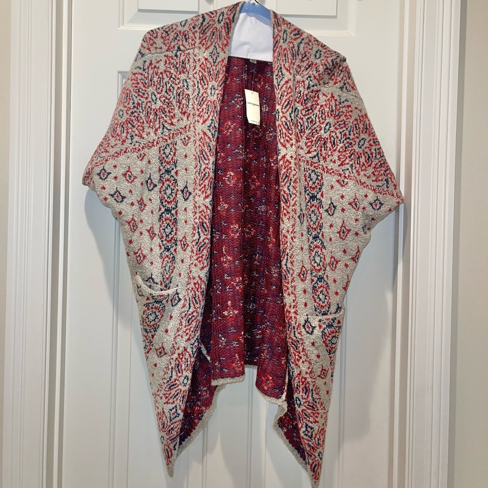 Lucky Brand Red and Cream Cardigan